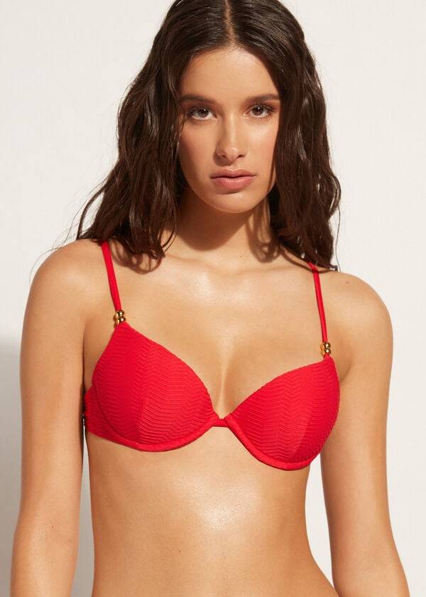 rote calzedonia push-up-bikini-oberteile für damen modell casablanca gepolstert