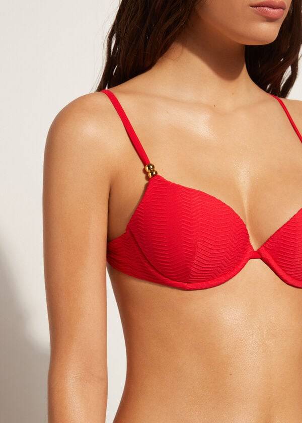 rote calzedonia push-up-bikini-oberteile für damen modell casablanca gepolstert