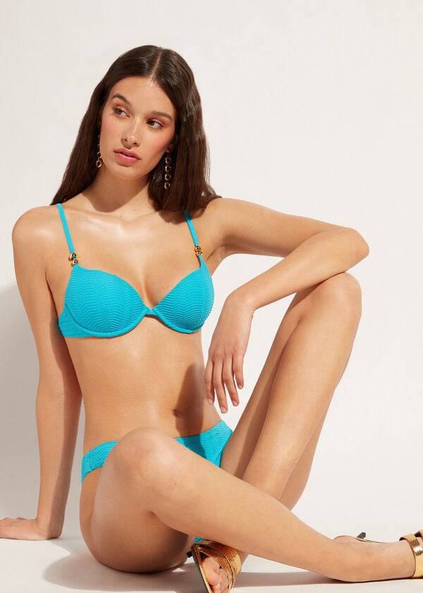 türkisfarbene calzedonia damen-bikini-oberteile mit push-up-funktion und polsterung modell casablanca