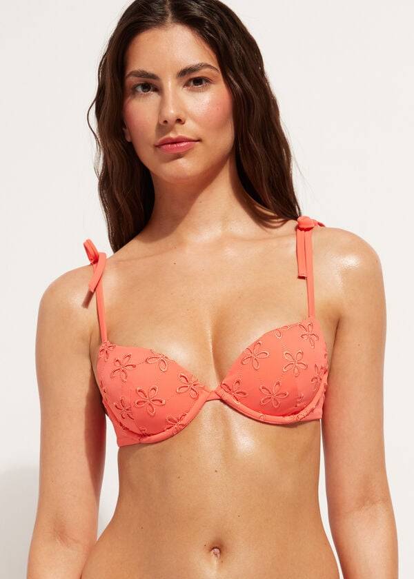 koralle orange damen calzedonia gepolsterte push-up corfù bikinioberteile