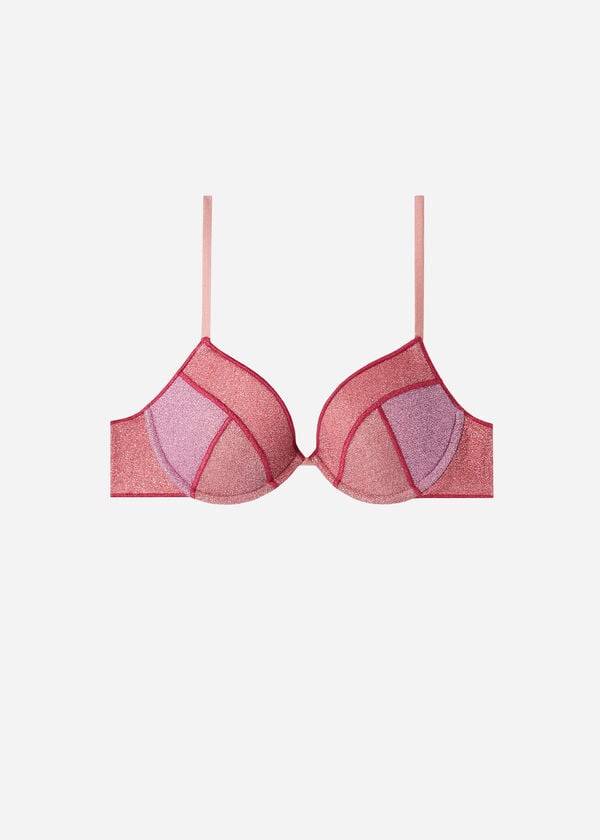 pinkfarbenes calzedonia push-up-bikini-oberteil lisbona mit polsterung für damen