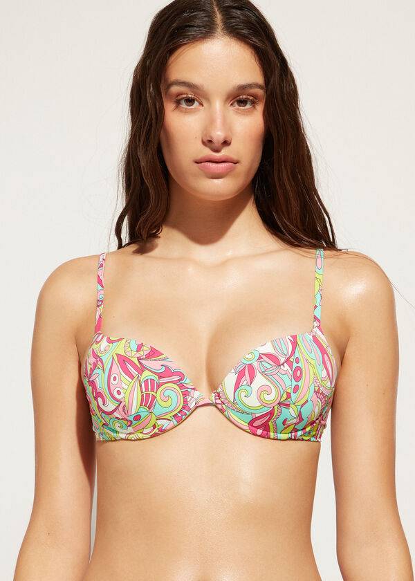 mehrfarbige calzedonia gepolsterte push-up londra damen-bikini-oberteile