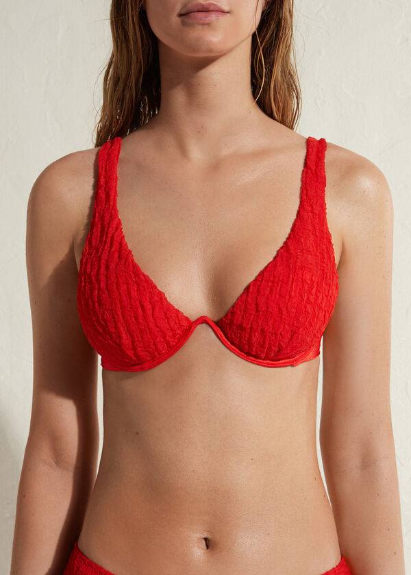 rote calzedonia push-up-bikini-oberteile für damen gepolstert marrakesch