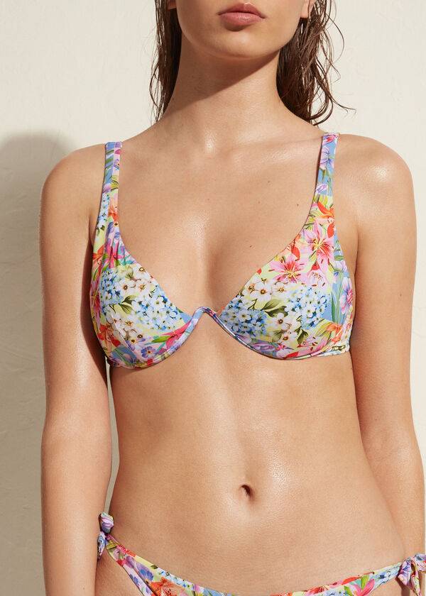 calzedonia gepolsterte push-up menorca eco damen-bikinioberteile mehrfarbig