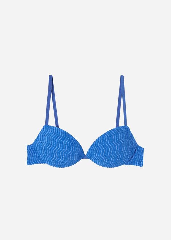 blaues calzedonia push-up mykonos bikini-oberteil für damen mit polsterung