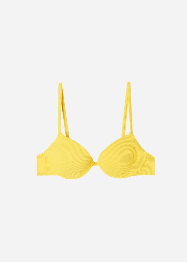 gelbe calzedonia push-up-bikini-oberteile für damen aus dem new yorker stil mit polsterung