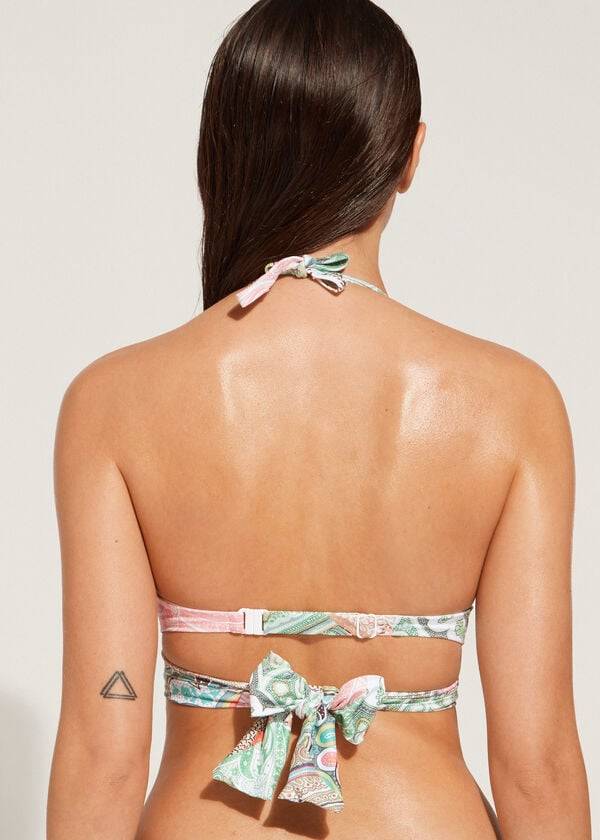 calzedonia damen-bikini-oberteil mit polsterung und push-up-effekt modell saint tropez blau