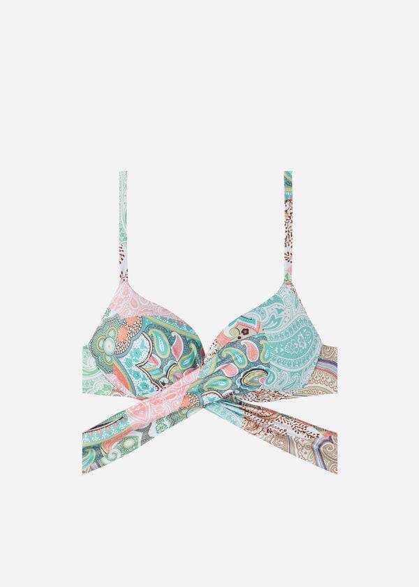 calzedonia damen-bikini-oberteil mit polsterung und push-up-effekt modell saint tropez blau