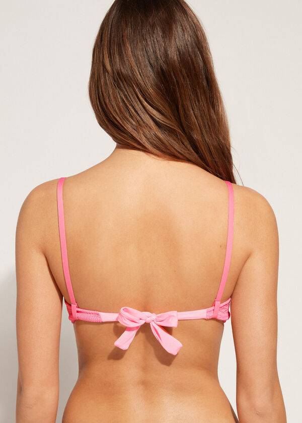 pinkfarbene calzedonia push-up bikini-oberteile für damen san diego gepolstert