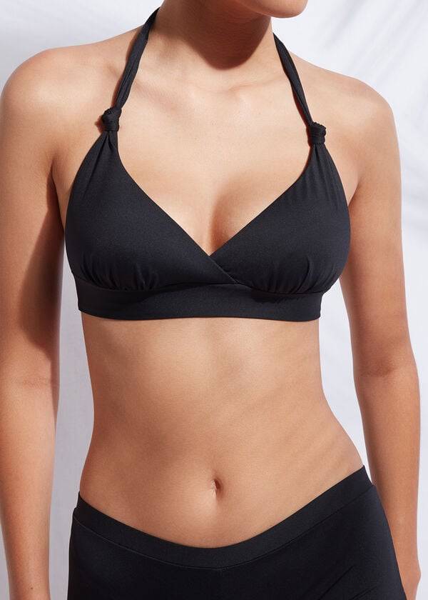 calzedonia gepolstertes triangel-bikini-oberteil für damen schwarz indonesien
