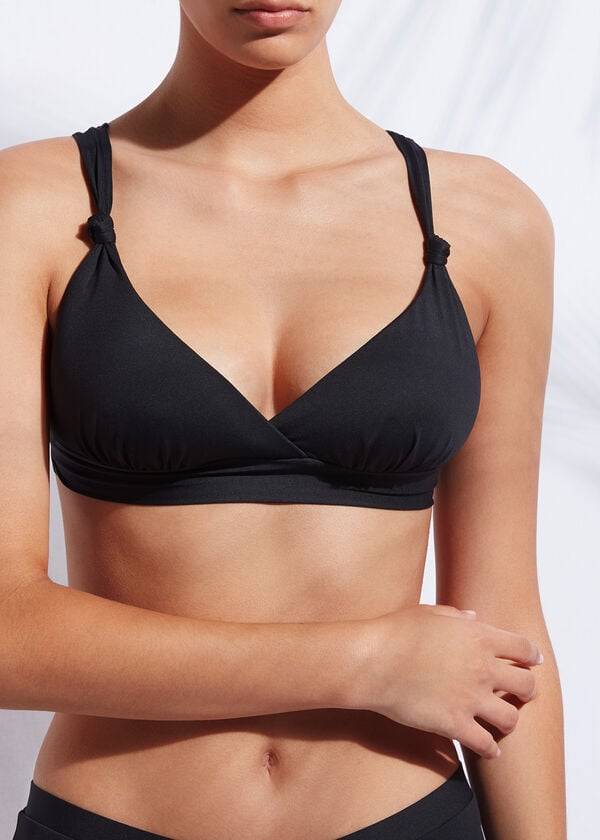 calzedonia gepolstertes triangel-bikini-oberteil für damen schwarz indonesien