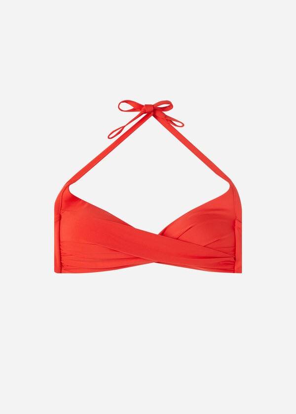 rotes calzedonia gepolstertes triangel-bikini-oberteil aus indonesischem Öko-material für damen