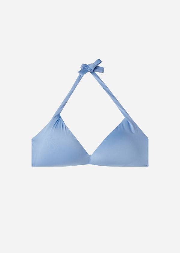 calzedonia gepolstertes triangel-bikini-oberteil aus indonesien Öko-baumwolle blau