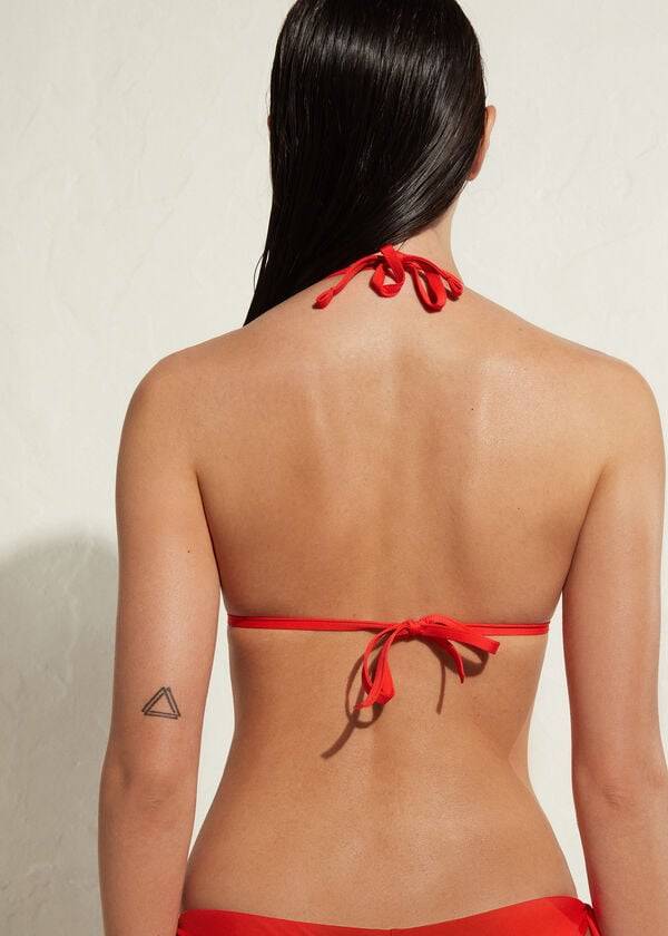 rotes calzedonia damen-bikini-oberteil mit gepolstertem triangel-schnitt aus indonesischem Öko-strass