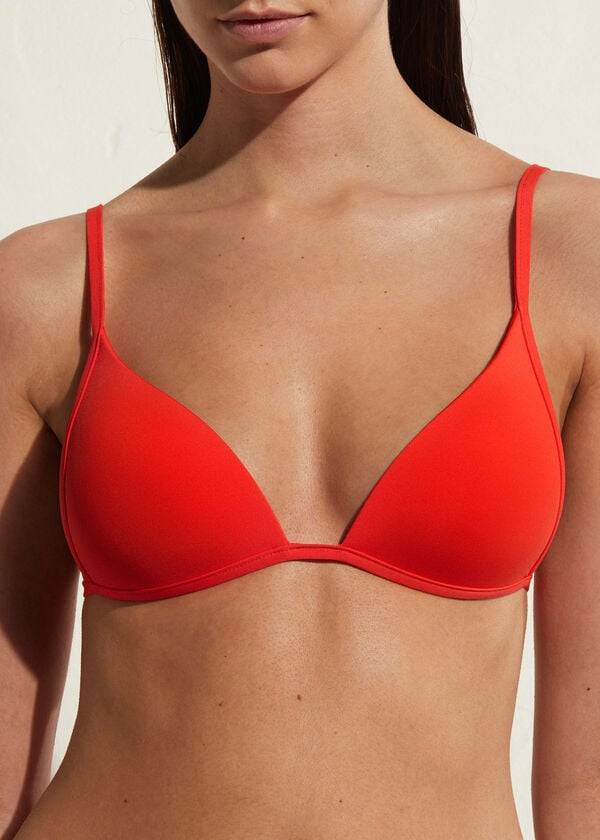 rotes calzedonia damen-bikini-oberteil mit gepolstertem triangel-schnitt aus indonesischem Öko-strass