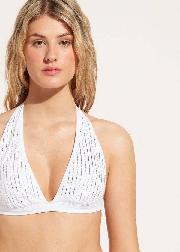 calzedonia gepolstertes triangel-bikini-oberteil shanghai für damen weiß