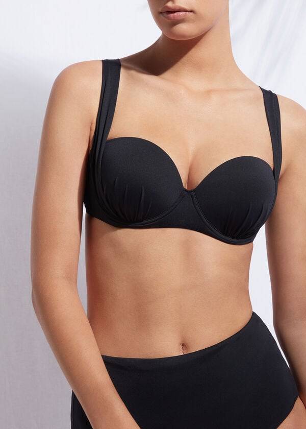 schwarze damen-bikini-oberteile von calzedonia push-up bandeau indonesia