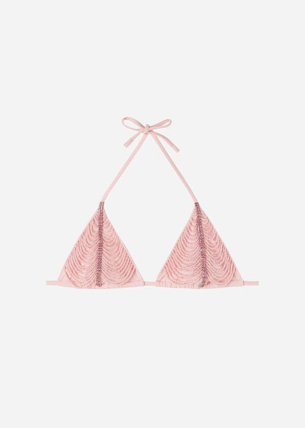pinkfarbenes calzedonia strass-perlen-slide-triangel-bikini-oberteil für damen manila