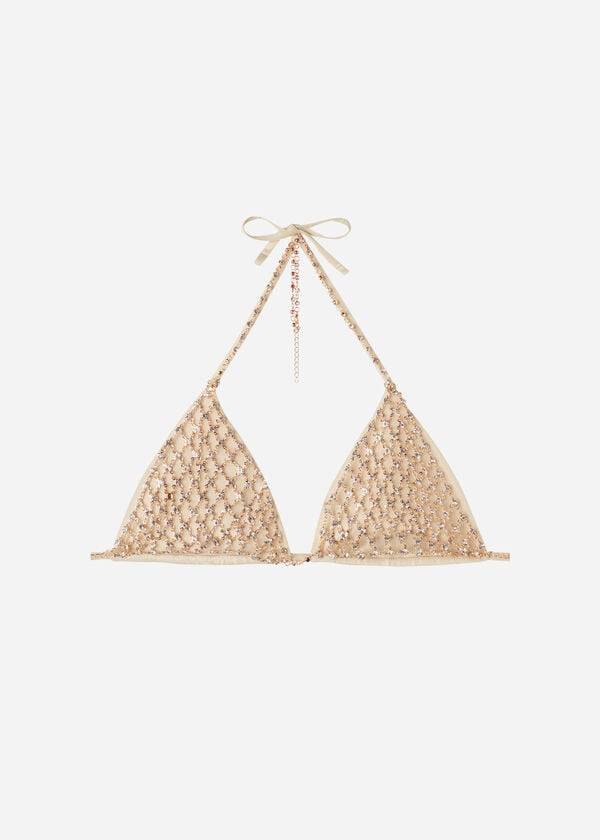 calzedonia strass-triangel-bikini-oberteil luxor für damen gold