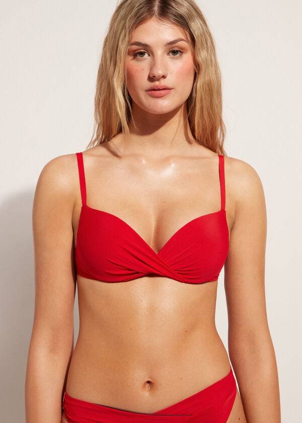 rote calzedonia soft graduated super padded push-up bikini-oberteile für damen aus indonesien