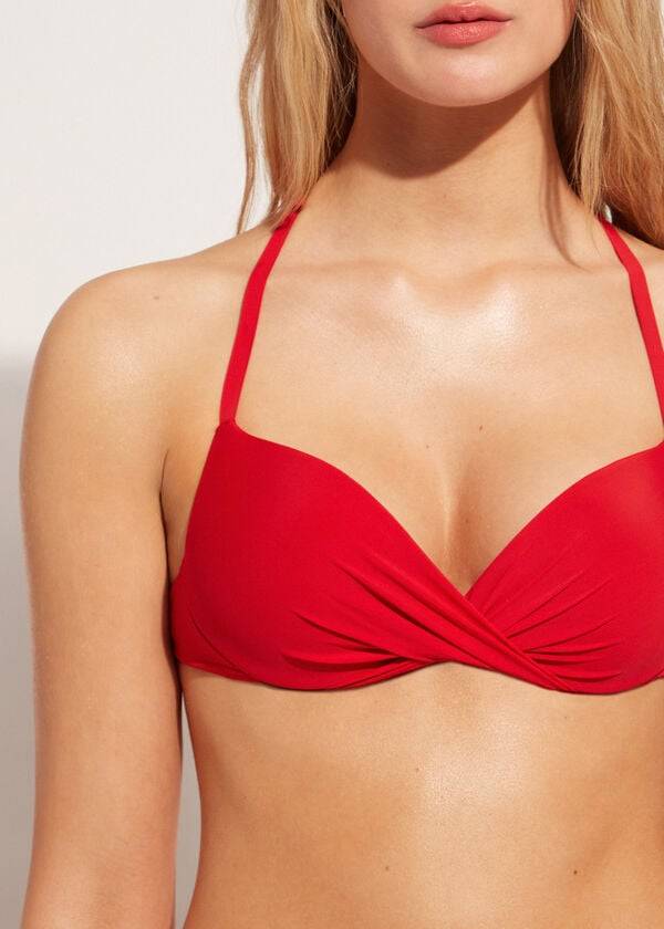 rote calzedonia soft graduated super padded push-up bikini-oberteile für damen aus indonesien