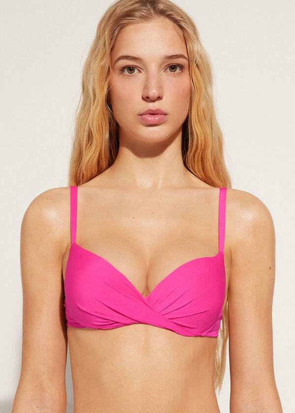 calzedonia soft graduated super padded push-up indonesia eco damen-bikini-oberteil pink