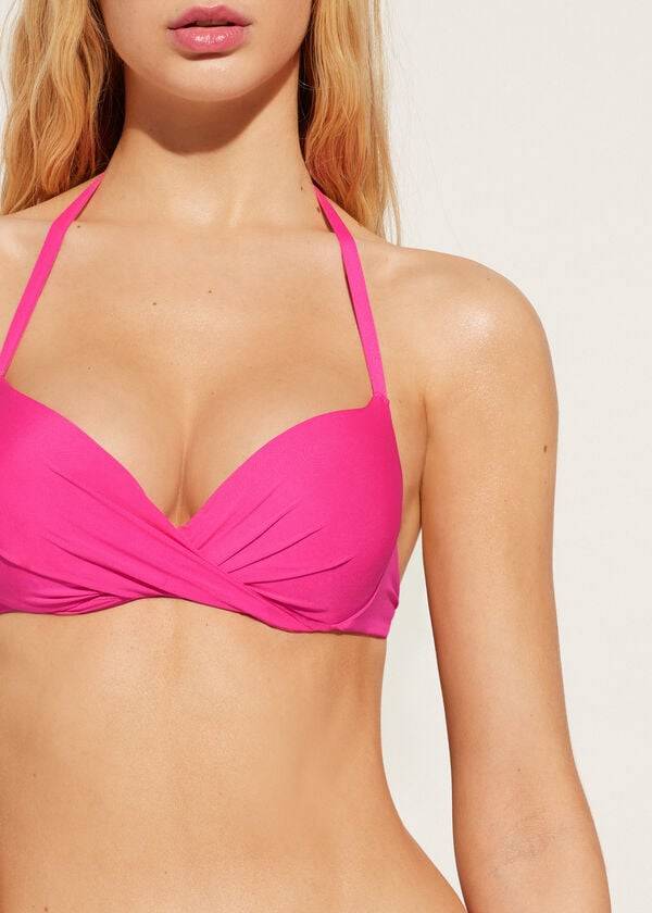 calzedonia soft graduated super padded push-up indonesia eco damen-bikini-oberteil pink