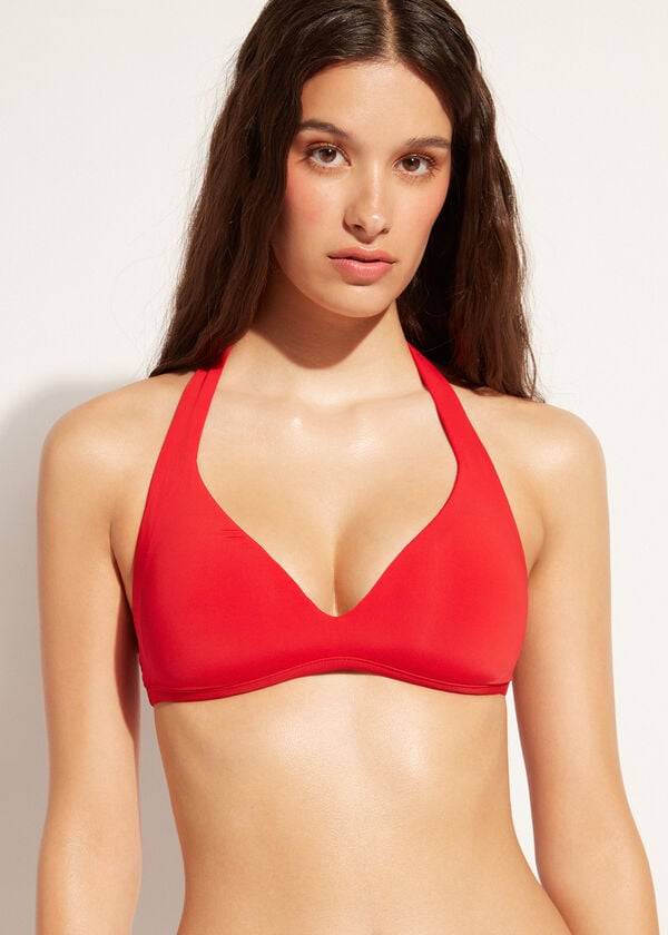 rote calzedonia damen-bikini-oberteile mit weicher polsterung triangel-design indonesien