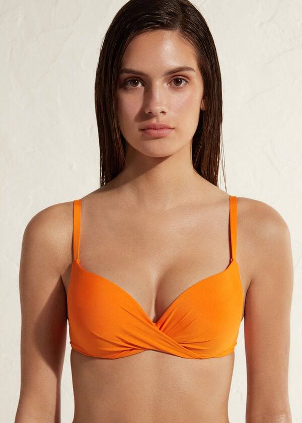 orangefarbene calzedonia super padded push up bikini-oberteile aus indonesischem Öko-material für damen