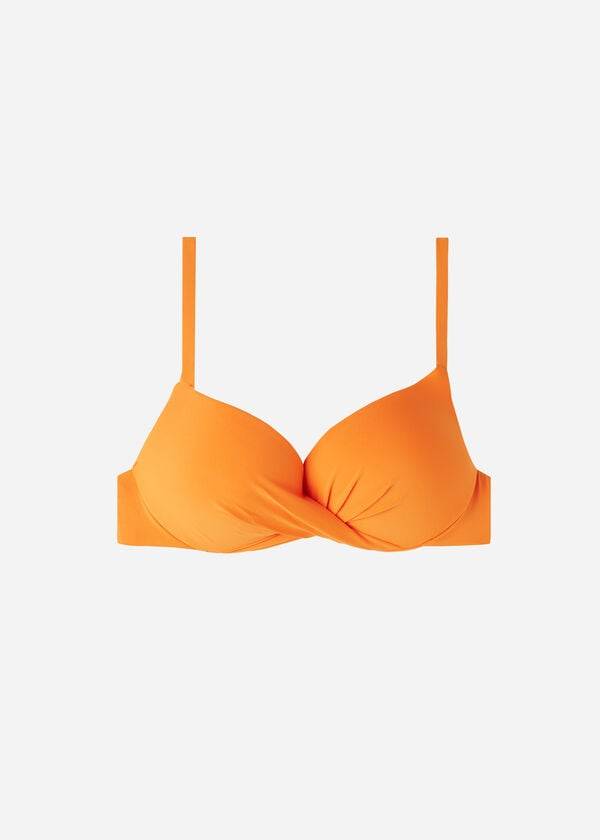 orangefarbene calzedonia super padded push up bikini-oberteile aus indonesischem Öko-material für damen