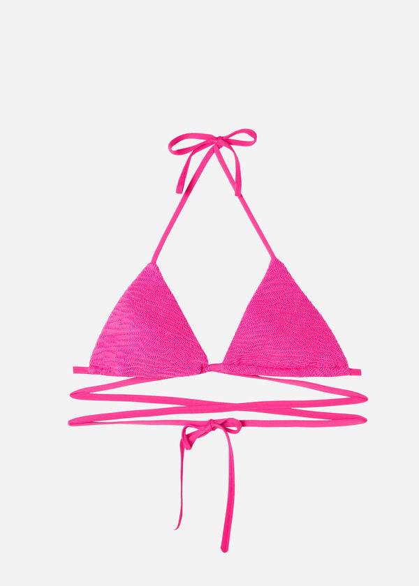 pinkfarbenes calzedonia triangle slide string bikini-oberteil für damen miami-stil