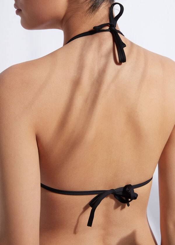 schwarzes calzedonia triangle string bikini-oberteil aus indonesien eco cobey für damen