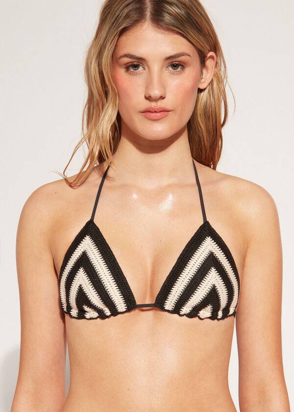 calzedonia triangel-bikini-oberteil mumbai für damen schwarzbeige