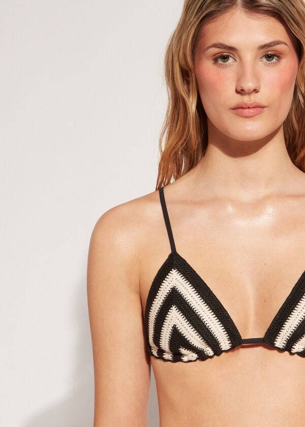 calzedonia triangel-bikini-oberteil mumbai für damen schwarzbeige