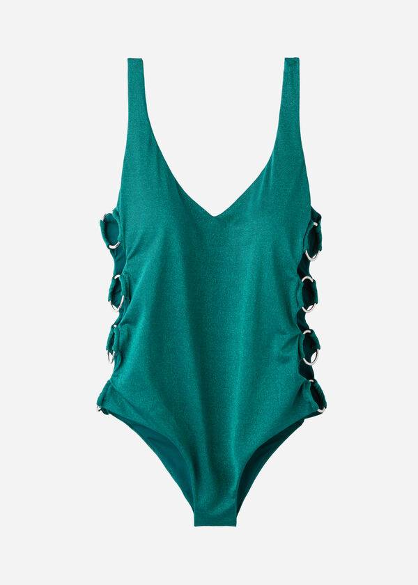 grüner gepolsterter einteiliger badeanzug von calzedonia im hollywood-stil für damen