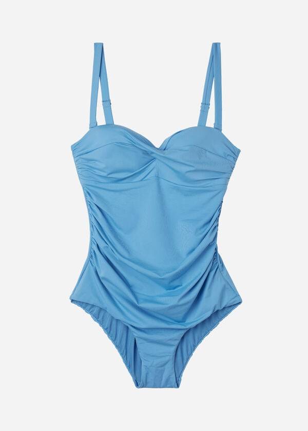 blauer gepolsterter damen-badeanzug calzedonia roma